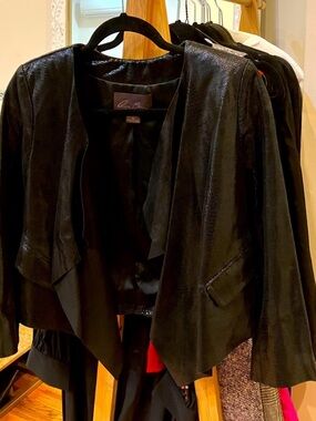 Michael Jackson inspired embossed leather padded shoulder jacket - NWOT, size XS